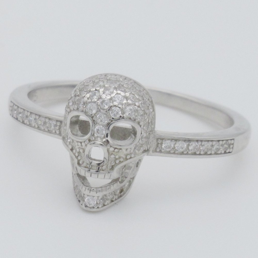 October Birthday Sterling Silver Skull Ring size 10